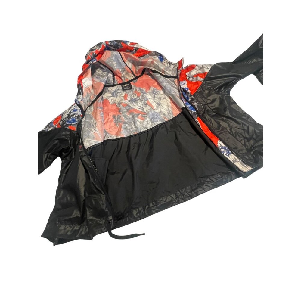 Nike Women's Floral Windbreaker Jacket 1X Black Red Blue Crop - Picture 10 of 10